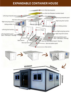 20Ft 40Ft Ready to Ship Light Steel Prefab Expandable Container Foldable House Prefabricated Mobile Modular Portable Home